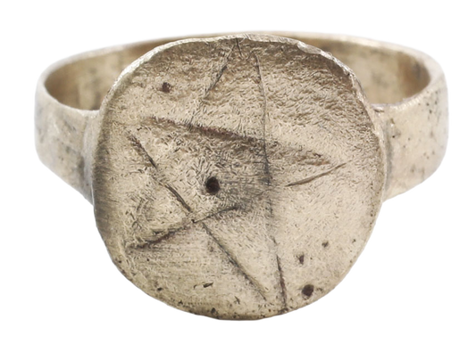 MEDIEVAL SORCERER'S PENTAGRAM RING, C.500-900 AD, SIZE 8 1/4 - Fagan Arms