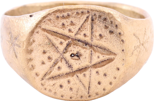 MEDIEVAL SORCERER'S PENTAGRAM RING, C.500-900 AD, SIZE 10 1/2